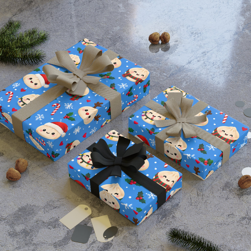 Blue Dumpling Squishy Christmas Wrapping Paper Roll