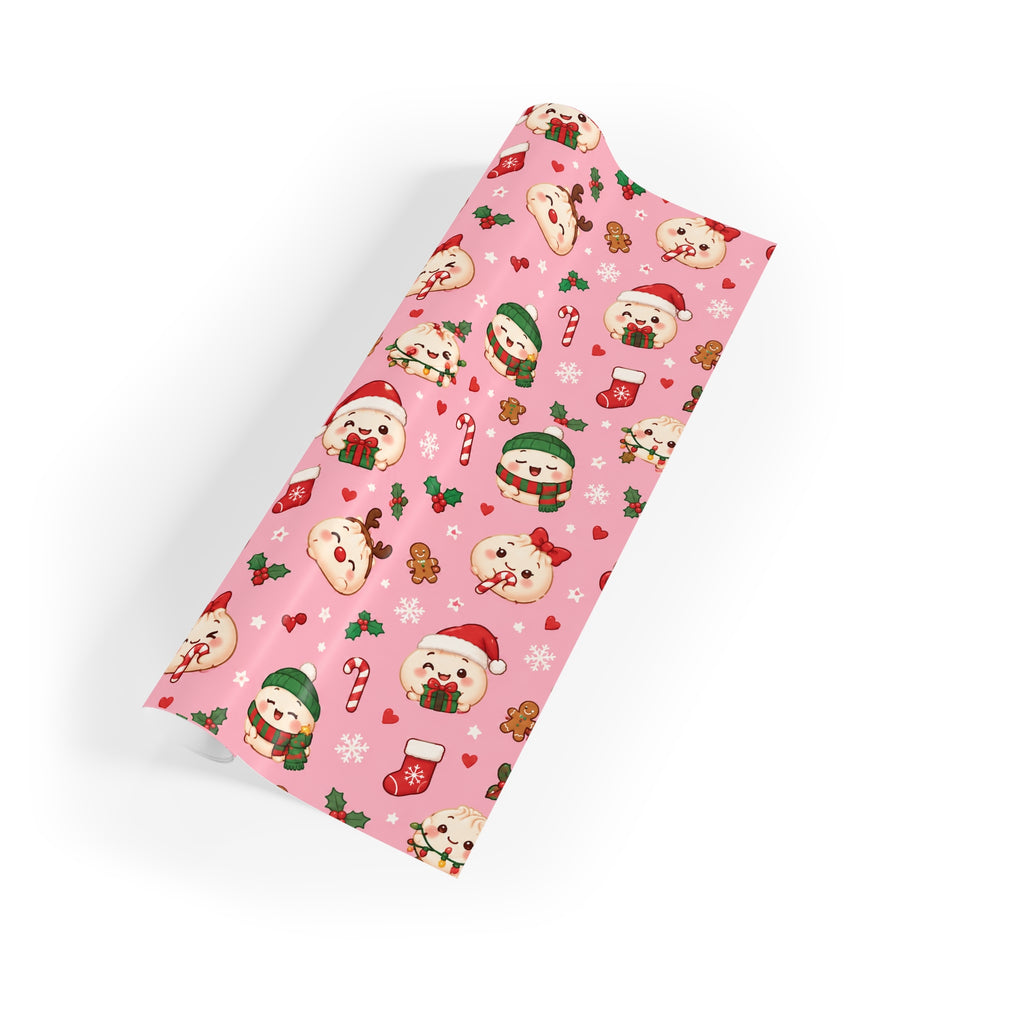 Pink Christmas Dumpling Squishy Pattern Gift Wrap Roll